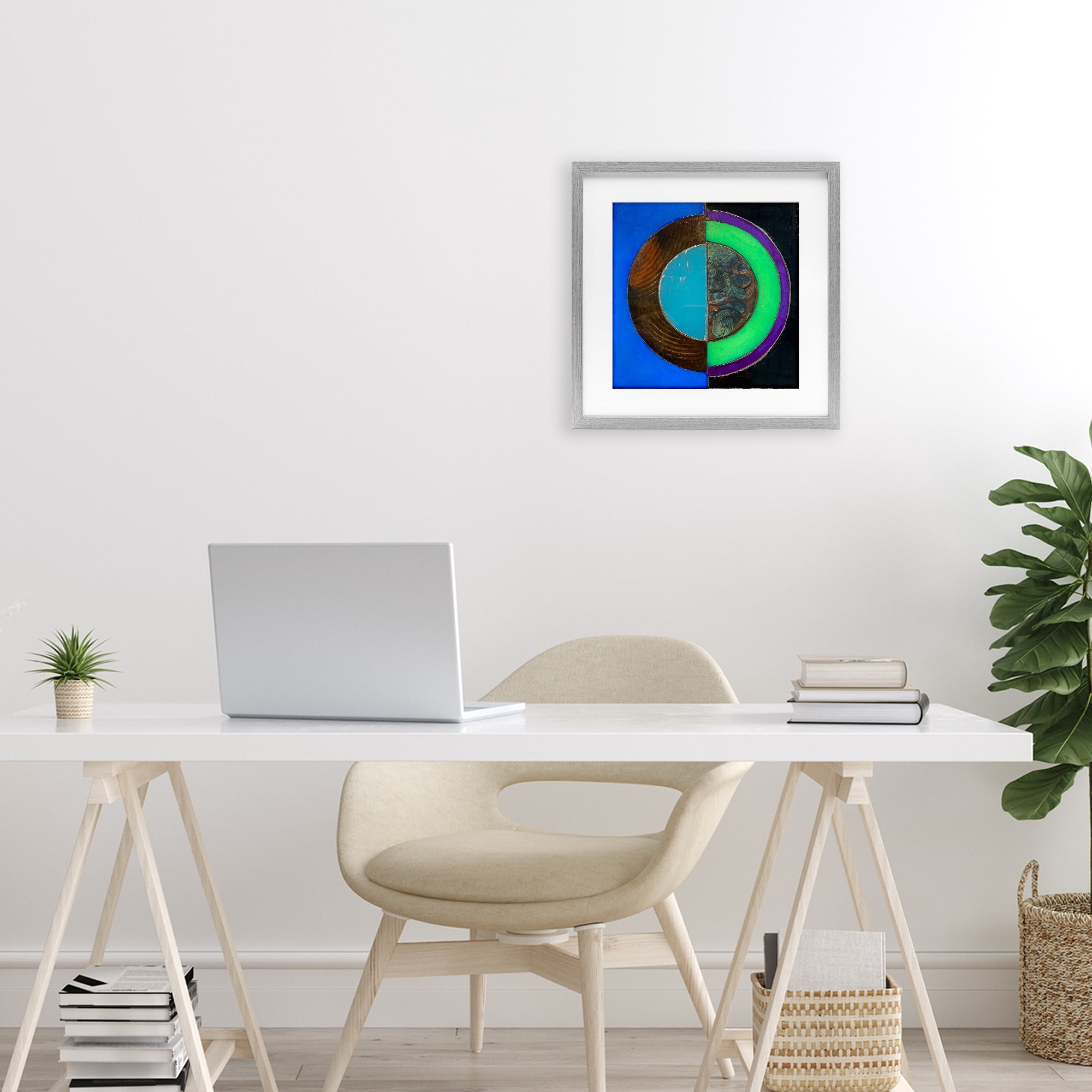 Stupell Industries Nocturnal Circle Symmetry Gray Framed Print Under Glass, design by Matthew Finger