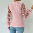 thumbnail image 4 of BYHONG Mesh Small Flower Chiffon Shirt for Women's 2024 Spring/summer Round Neck Pullover Long Sleeved Top Women Clothes Pink XL, 4 of 4