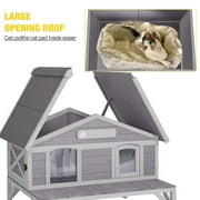 Morgete Insulated Outdoor Cat House for Winter Feral Cat Shelter Weatherproof with Soft Liner Included, Large Opening Roof Escape Door