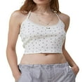 thumbnail image 1 of Women Lace Trim  Tops Solid Color/Print Tie-Up Halter Neck Sleeveless Vests Summer Slim Fit, 1 of 2