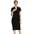 thumbnail image 2 of Conjunto de traje de negocios Allegra K para mujer Chaqueta manga corta Falda lápiz Negro XL, 2 of 6