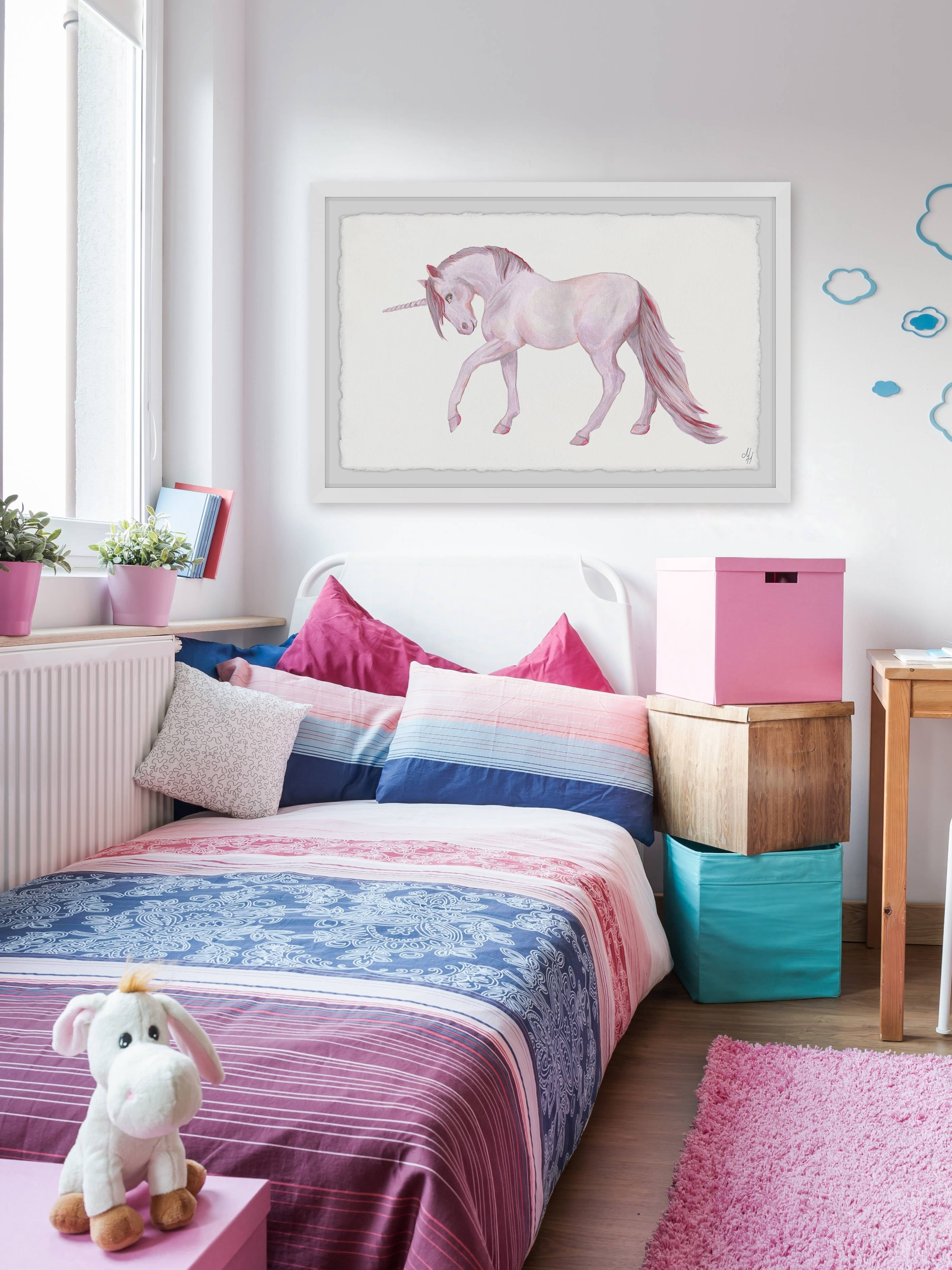 Marmont Hill Pink Majestic Unicorn Framed Wall Art, 36.00" x 1.50"