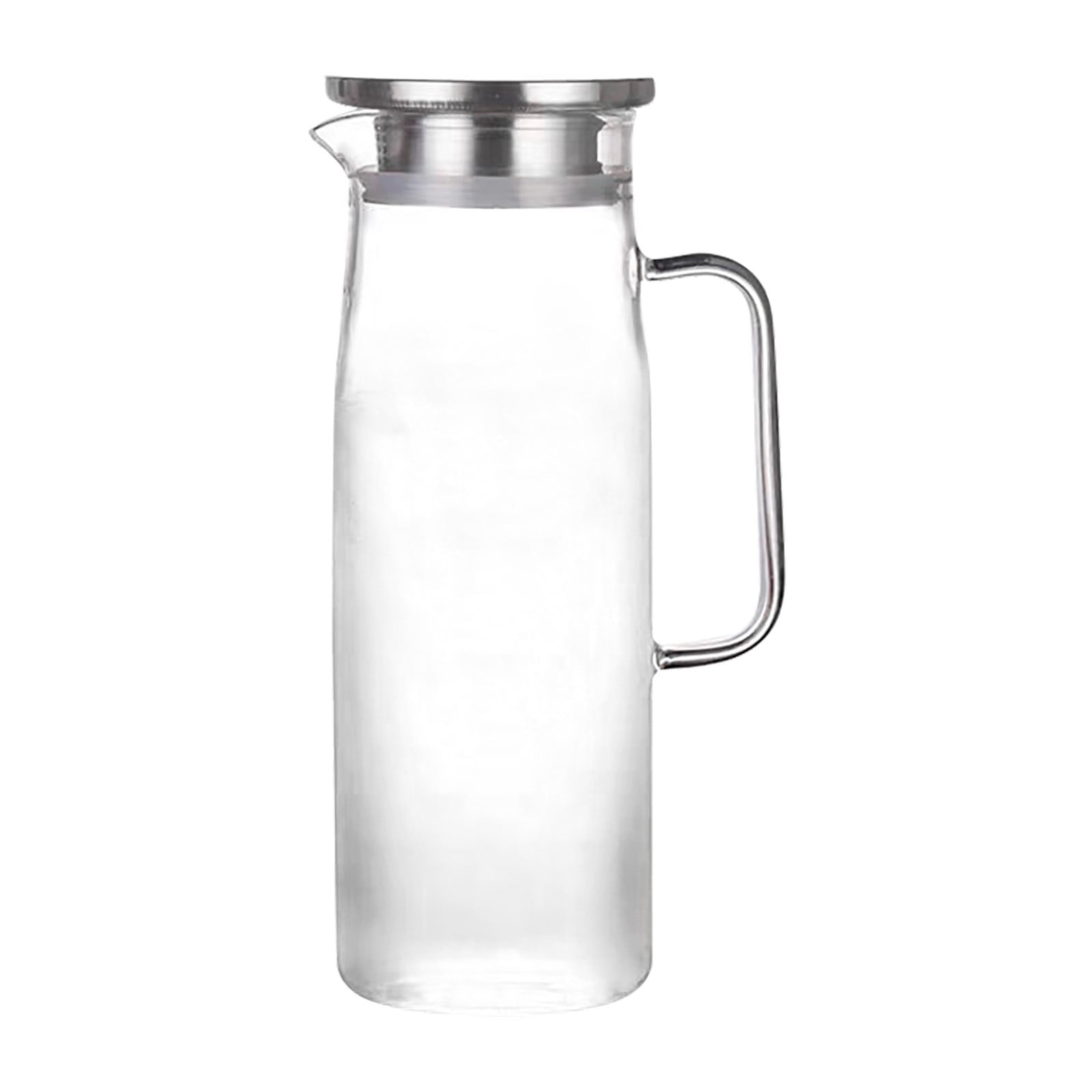 1500ml Glass Water Pitcher With Stainless Steel Lid Great For Juice Milk Beverage Cold Tea Iced Tea/ Cup