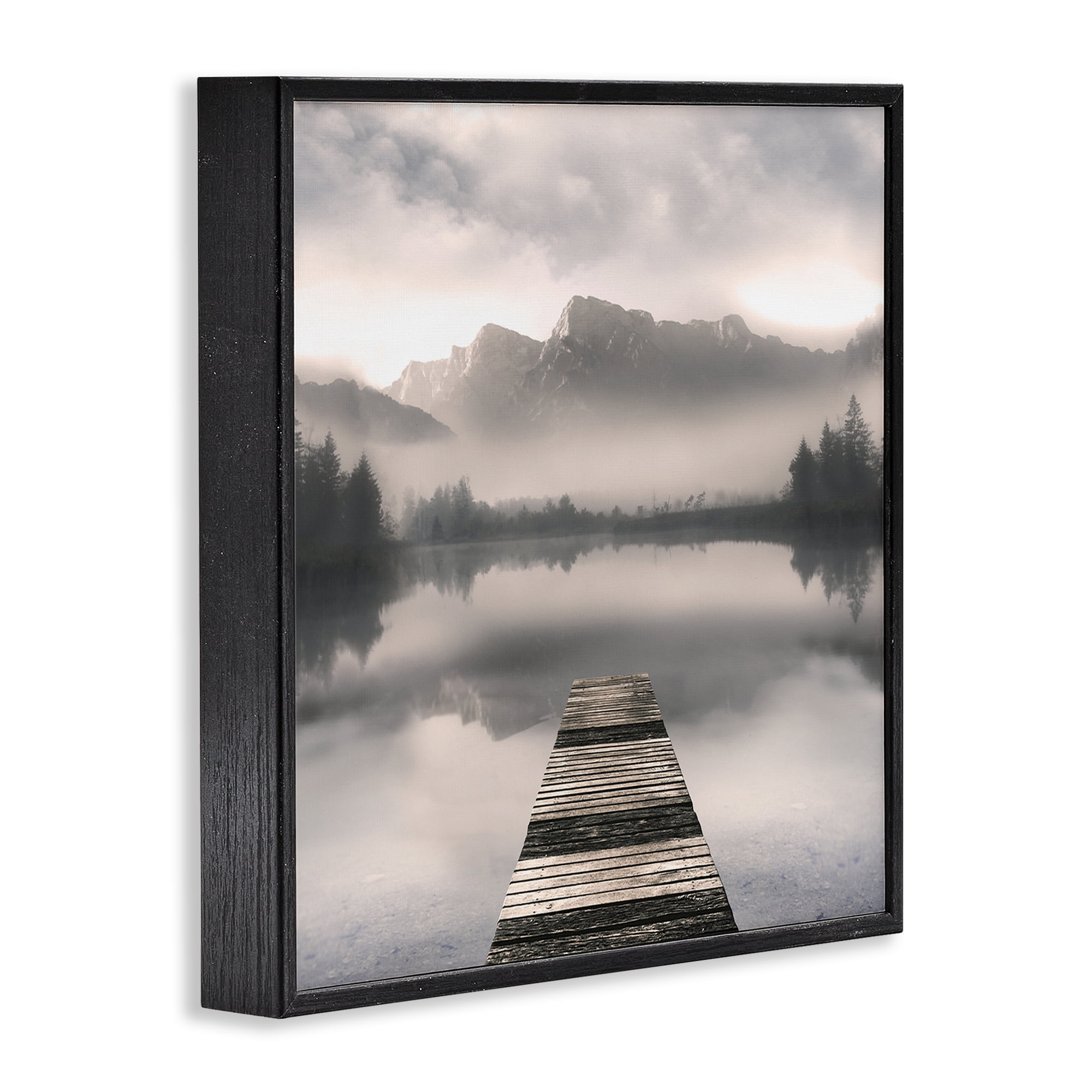 Stupell Industries Calm Reflective Waters & Mountains Black Framed Giclee Art, design by Irene Weisz