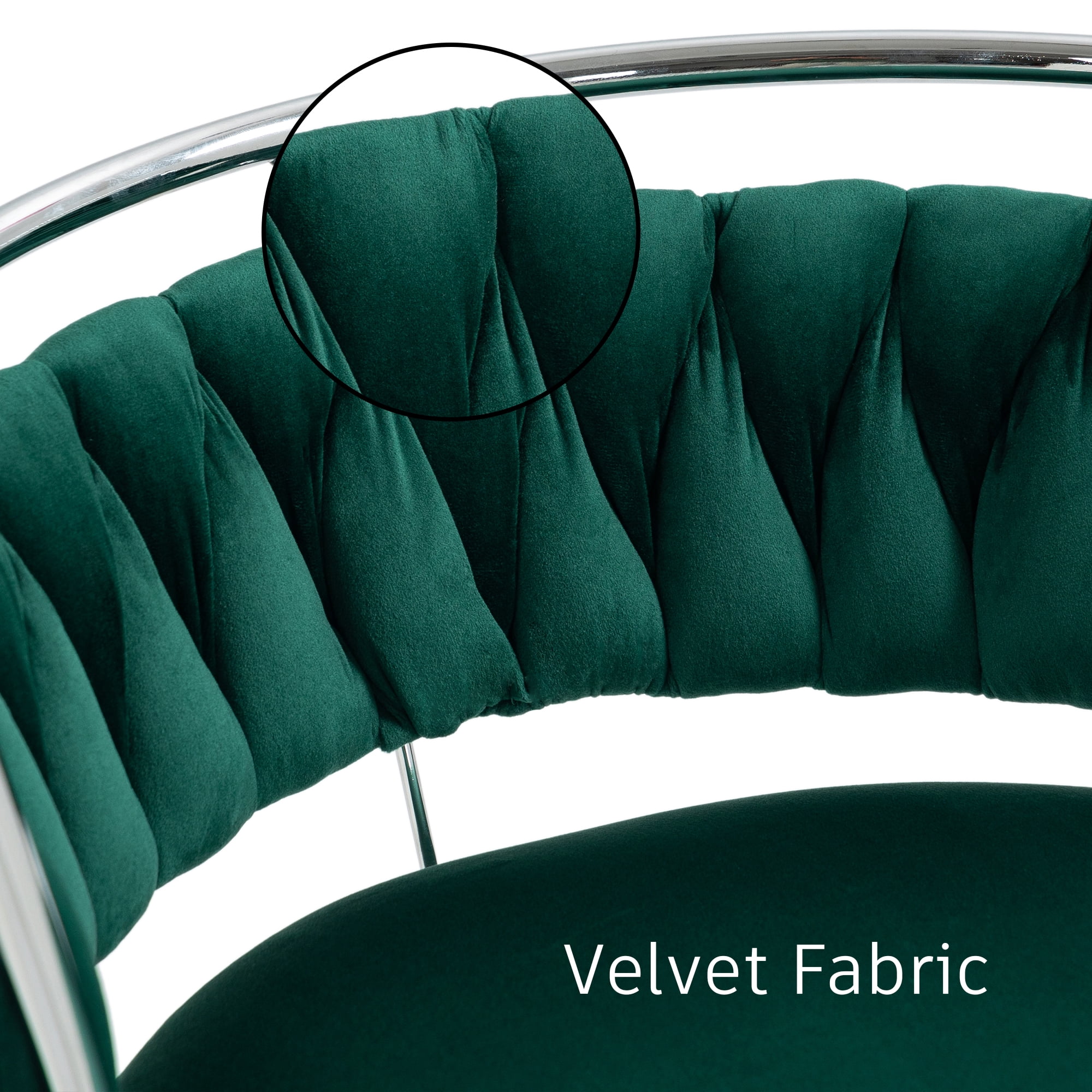 UIXE 360° Swivel Bar Stools Velvet Upholstered Adjustable Bar Chairs Set of 4 Silver Metal Barstool with Back & Footrest for Home and Kitchen, Dark Green
