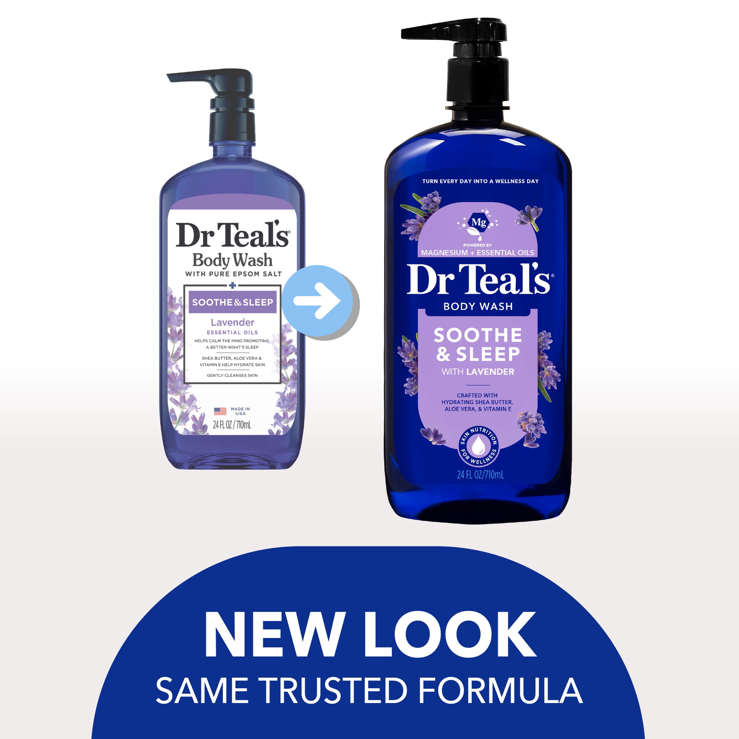 Dr Teal's Soothe & Sleep Body Wash with Pure Epsom Salt & Lavender Essential Oil, 24 fl oz