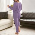 thumbnail image 6 of Elainilye Fashion Women Two Piece Outfits Fall Sweatsuit Casual Round-Neck Button Long Sleeve Top Elastic Waist Pants Sets,Purple, 6 of 9