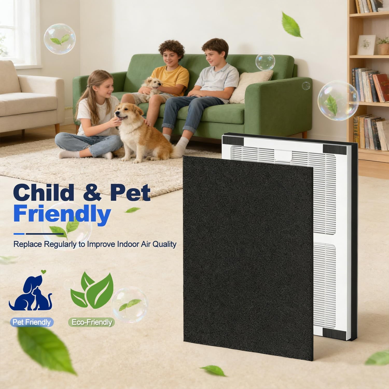Replacement Filters for IAF-H-100A, AC-2119, FAP-C01-A, IAP-10-100, IAPC-40-140 Air Purifiers - Includes 2 HEPA Filters and 4 Activated Carbon Pre-Filters