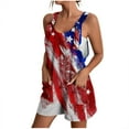 thumbnail image 2 of Wycnly Jumpsuits for Women Dressy Independence Day Loose Pocket Adjustable Strap Short Jumpsuits Overalls Summer Crewneck Sleeveless Star Flag Print Mini Trendy Rompers White m, 2 of 6