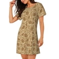 thumbnail image 2 of Fotbe Brown Flowers Bata de Dormir para Mujer con Estampado, Camisón de Algodón de Manga Corta, Ropa de Dormir Casual, 2 of 6