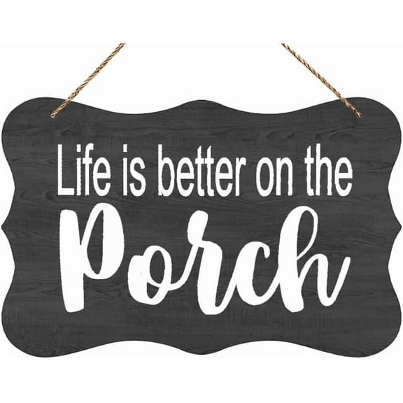Cskhip Hanging Wood Sign Life Is Better On The Porch Sign Wood Entry Deck Patio Decor Wooden Plaque Sign Home Wall Art Decor For Living Room Bedroom Farmhouse Office 6x12 Inch