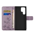 thumbnail image 2 of Wallet Case for Samsung Galaxy S23 Ultra, Embossed Butterfly & Flower Premium PU Leather [Folio Flip][Kickstand][Card Slots][Wrist Strap][Kickstand]Phone Cover for Samsung Galaxy S23 Ultra,Lightpurple, 2 of 5