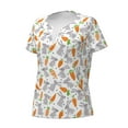 thumbnail image 2 of Goofa Cute Rabbit Pattern Womens Deep V Neck Low Cut Tops Casual Summer Short Sleeve Ribbed Knit T-Shirts-Small, 2 of 5