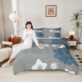 thumbnail image 4 of Manfei Retro Rustic Flowers Bedding Comforter Set,Vinatge Aesthetic Art Twin Comforter Sets,Deepblue Gray Bedding Set For Men Women,Microfiber Bedroom Decor Reversible,2-Piece, 4 of 8
