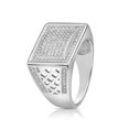 thumbnail image 4 of Tilo Jewelry Solid 925 Sterling Silver Pave Square Signet Ring Statement Pinky Ring | Size 9 | Classic Ring for Men, 4 of 7