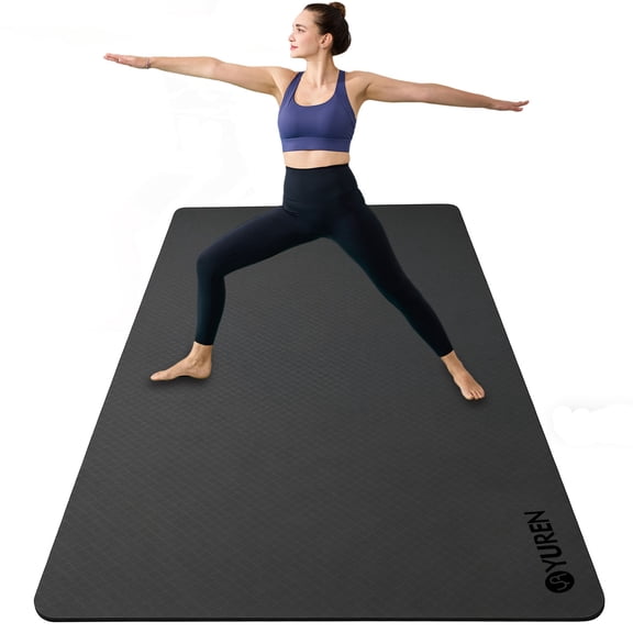 YR 2/5" Thick TPE Yoga Exercise Mat, Large Non-Slip Workout Pilates Mats for Men Women, Black