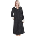 thumbnail image 2 of Ezi Women's Zip Front Plush Fleece Velour House Lounge Robe, 2 of 3