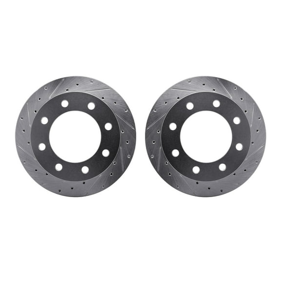 Dynamic Friction Company Rear Brake Rotors-Drilled and Slotted-Silver 7002-54203