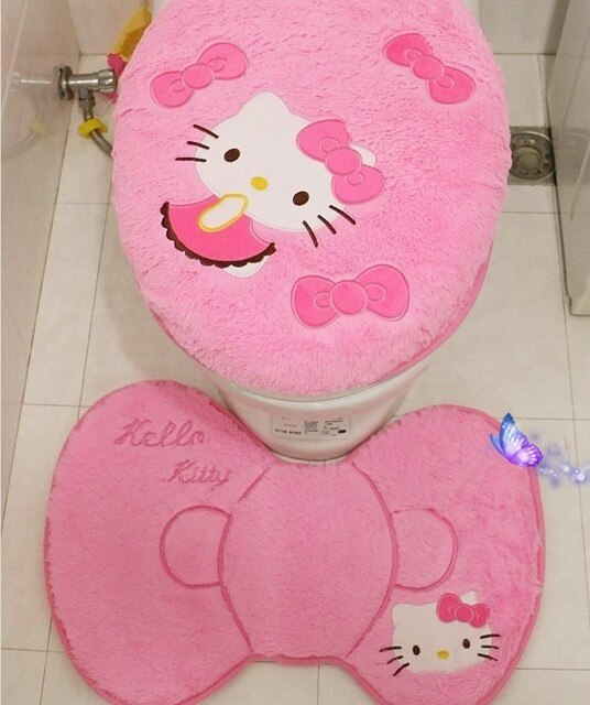 Sanrio Hello Kitty Toilet Cover Set Kawaii Anime Figure Plush Paper