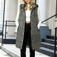 thumbnail image 5 of Jovrlynd Puffer Vest Women Hooded Zipper Button Long Quilted Vest Winter Coats with Pockets, S-2XL, 5 of 7