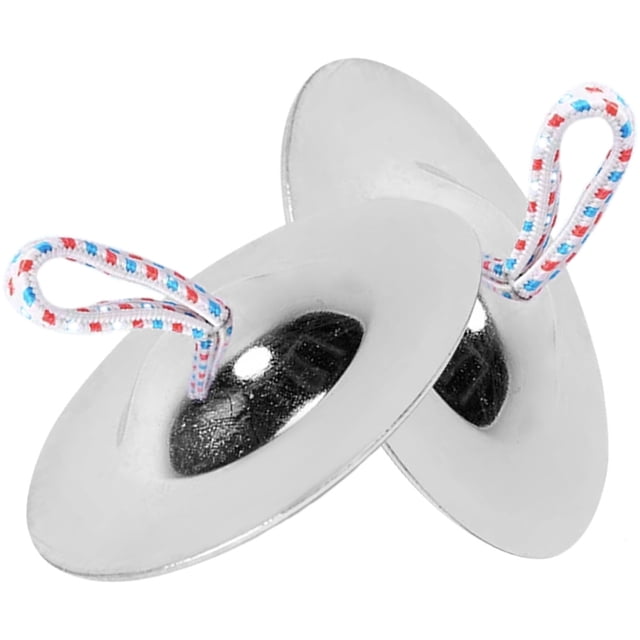 MERRYHAPY 2pcs Finger Cymbals Belly Dancing Silver Handheld Musical Instruments for Entertainment