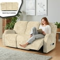 thumbnail image 4 of ZIATUBLES Recliner Cover for 3 Cushion Reclining Sofa, 8 PCS Stretch Recliner Couch Covers with Storage Pockets, Soft Fitted Furniture Protector for Living Room Decor, Beige Spider Web, 4 of 9