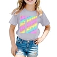 thumbnail image 1 of LUOGENLI T-Shirt pour Filles Mode Décontractée Lettre Col Rond Manches Courtes T-Shirt Top4 Maxi Tops Ensembles 2 Pcs Filles Manches Longues Gris 3-4 Ans, 1 of 3