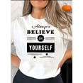 thumbnail image 2 of Creative English Graphic Print Women'S Fashion Trendy Round Neck Short Sleeve, Simple Casual Sports T-Shirt, Comfortable Summer Top for Women During Holidays., 2 of 8
