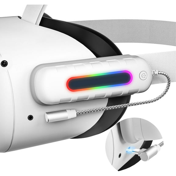 Battery Pack for Oculus Quest 2, 5000mAh Extended Power with Multi-Colors RGB Lights, Lightweight and Portable VR Extend Power Accessories for Extra 2-4H Playtime