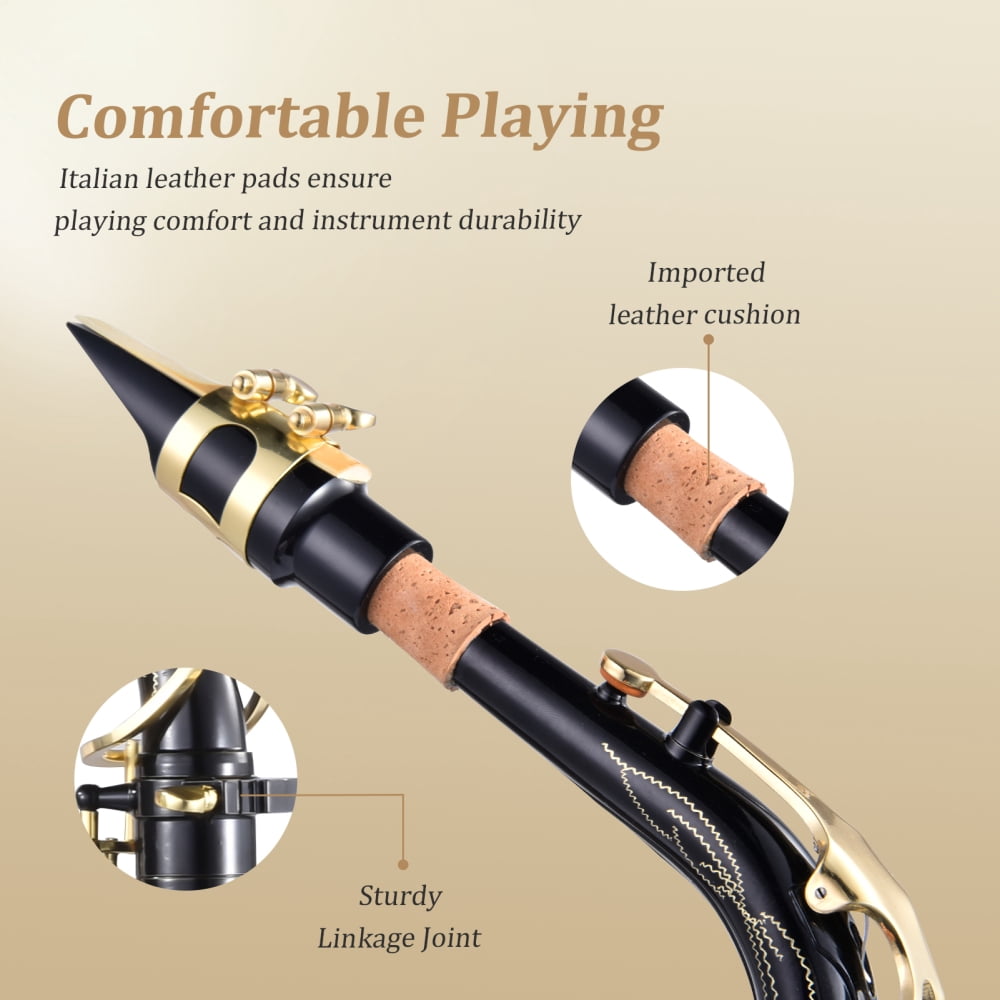 Saxophone Alto | E Flat Sax Full Kit | Professional Sound Brass Instruments, Includes Case, Leather Pads, Adjustable Strap for Beginners, Music Lover