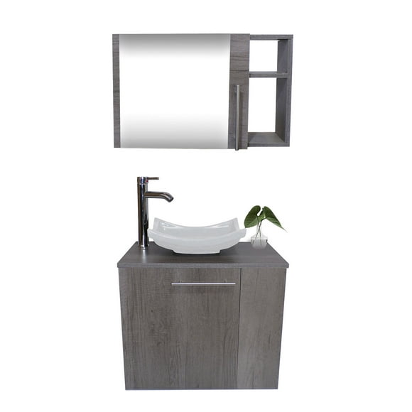 Combo de Gabinete para Baño 07 Derecho con Lavamanos Y Monomando + Botiquin con Espejo