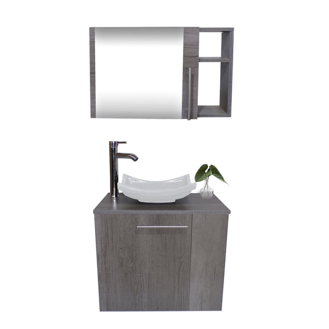 Combo de Gabinete para Baño 07 Derecho con Lavamanos Y Monomando + Botiquin con Espejo