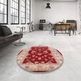 thumbnail image 4 of Ahgly Company Machine Washable Indoor Round Industrial Modern Pastel Orange Area Rugs, 7' Round, 4 of 7
