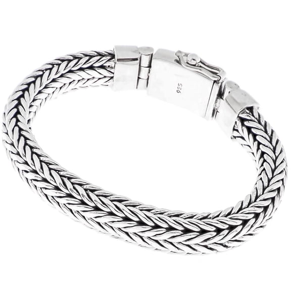 10mm Mens Braided Bali Handmade Chain 925 Sterling Silver Bracelet, 7-9"