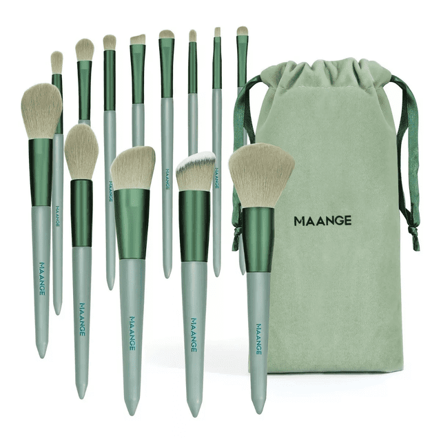 Brochas De Maquillaje Profesional 13 pz Verde