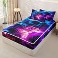 thumbnail image 2 of Homewish Navy Purple Neon Skull Zipper Twin Comforter Sets with Fitted Sheet and 2 Pillowcases,Rose Floral Butterfly Zipper Bedding Set,Halloween Bed Set,Black Reversible,4pcs, 2 of 8