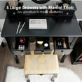 thumbnail image 4 of Topbuy Vanity Table Set w/ 360° Rotating Oval Mirror & Drawers Black, 4 of 10