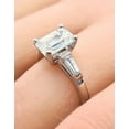 thumbnail image 3 of Emerald Cut And Tapered Baguette Diamond Ring, Three Stone Diamond Engagement Ring, Past Present Future Diamond Ring, 14K White Gold Plated, 2.4 Ct Simulated Diamond, Gift Ring For Her, 3 of 4