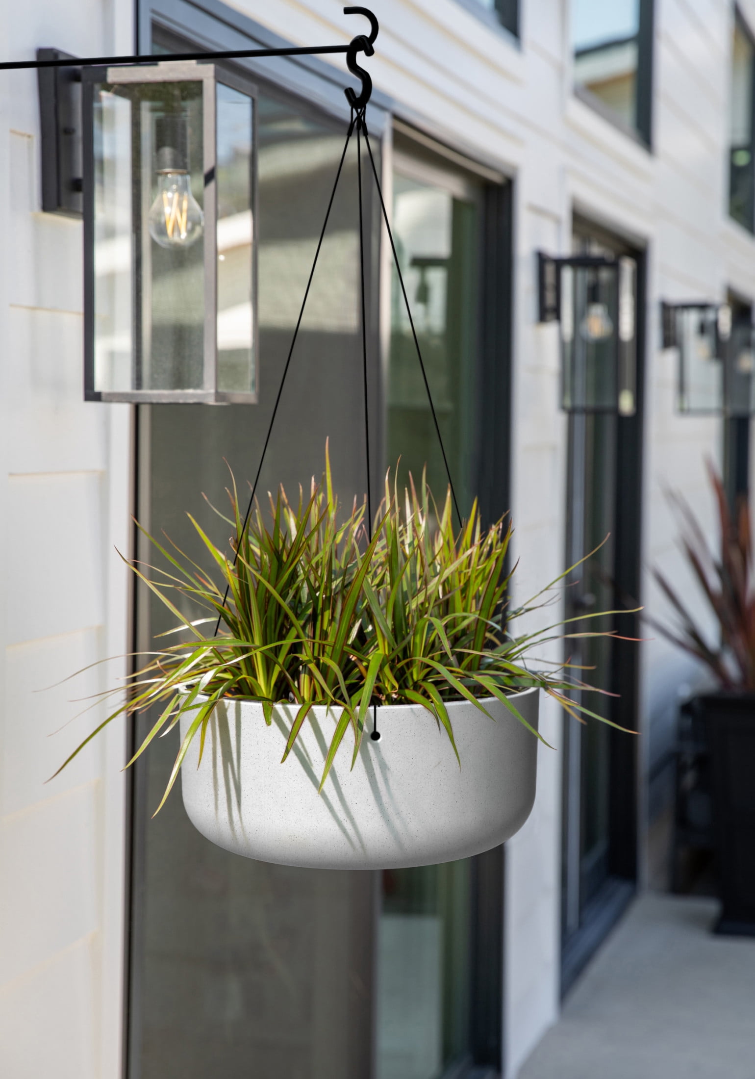 Veradek Mason Series Hanging Kona Bowl 14" Plastic-Stone Planter 2-Pack White