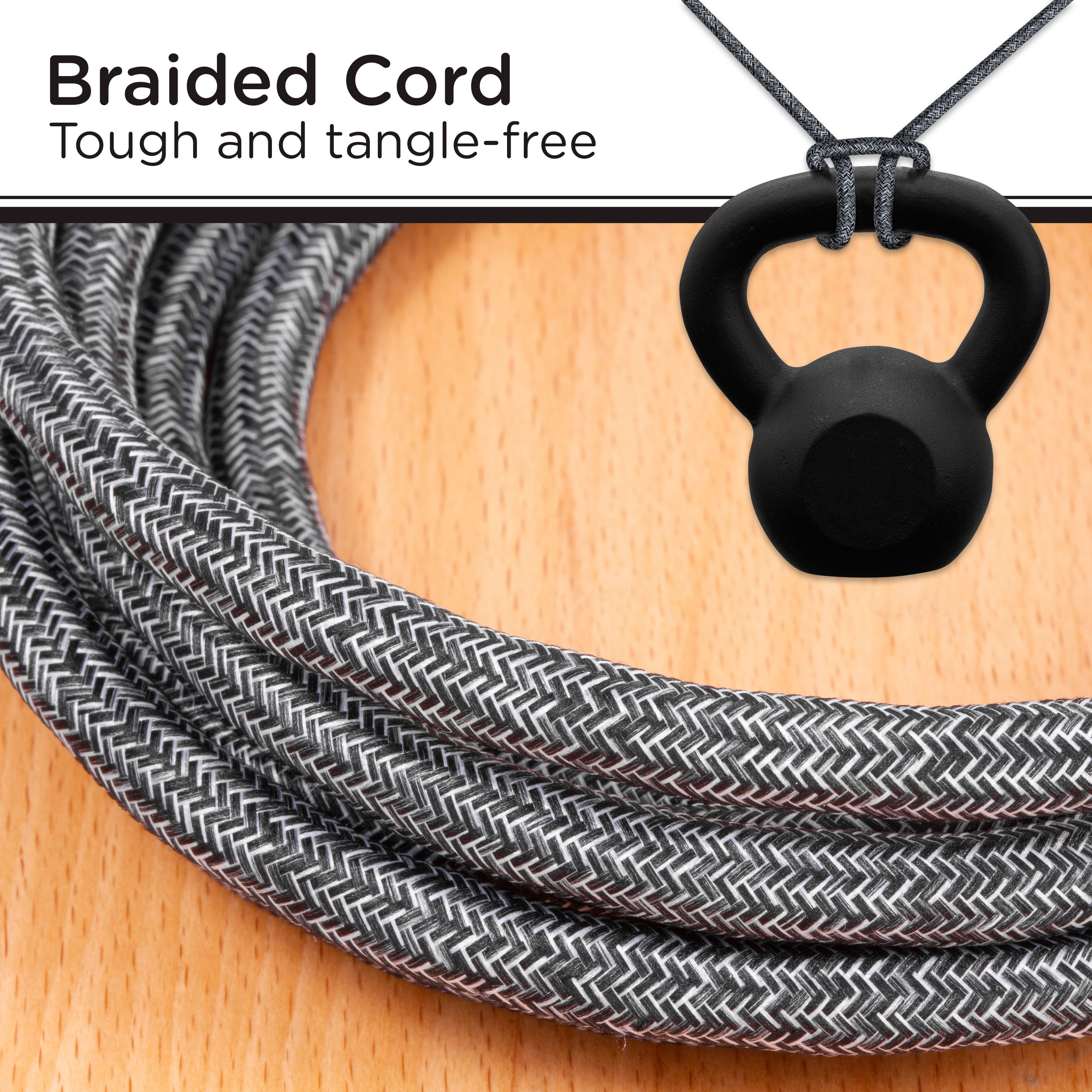 Cordinate 10 ft. Braided Designer Extension Cord, 3 Outlets, Dark Heather - 43013