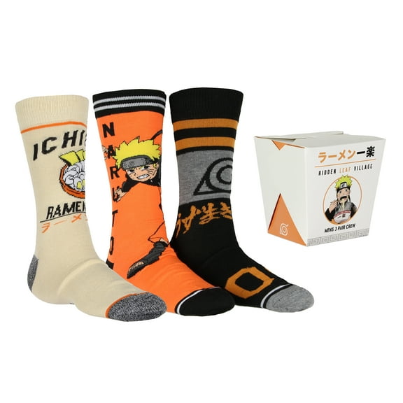 Naruto Shippuden Men's 3 Pair Crew Socks