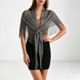 thumbnail image 4 of HuangHuanChen Shawl Wraps for Women With Fringe Triangel Tie Cape Scarf Glitter Hollow Out Soft Breathable Scarf Sheer Mesh Shawls and Wraps for Evening Dresses One Size, 4 of 7