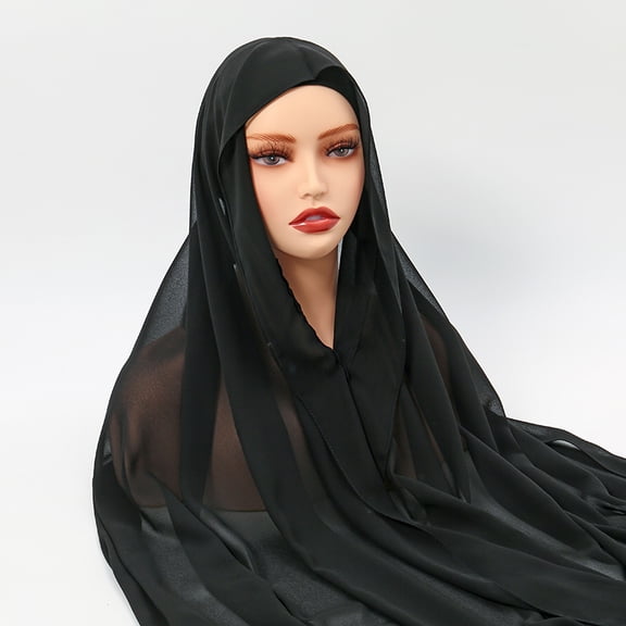 Newest Instant Chiffon Hijab With Magnetic Buckle Solid Color Woman Muslim Hijab Scarf Islamic Turban Fashion Headband Shawl