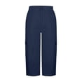 thumbnail image 4 of Womens Capri Pants Lightweight Loose Straight Multi‑Pocket Cropped Hiking Pants Blue, 4 of 6