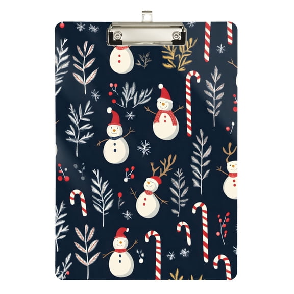 FORMRS Acrylic Clipboard with Low Profile Clip Standard A4 Letter Size, 12.5" x 9", Jolly Snowman