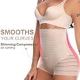 thumbnail image 3 of QRIC 2 Pack Lace Stripe High Waist Compression Tummy Control Panties Shapewear Thong for Women Undergarments Body Shaper Beige*2, 3 of 6