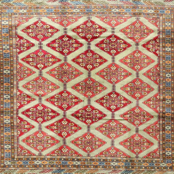 Ahgly Company Indoor Square Traditional Brown Persian Area Rugs, 7' Square