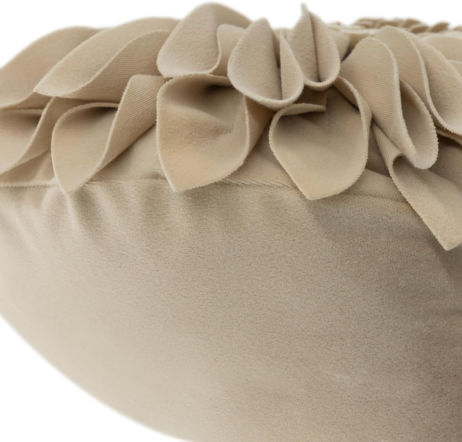 JWH Beige 3D Floral Velvet Decoative Throw Pillow Ultra Soft Velvet Decorative Pillow for Bed Couch Living Room 14inch Round Floral Accent Cushion
