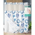 thumbnail image 2 of No Hook Shower Curtain with Snap-in Liner, Blue Starfish Waterproof Fabric Bathroom Curtains, Swimming Ring Slippers Conch Pearl Bath Curtains & Mesh Top Window 66"x72", 2 of 6
