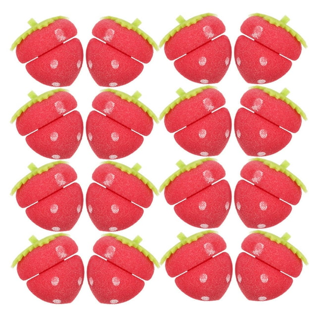 FENGGUIQU 18 Pcs Rouleaux Éponge en Forme de Fraise Ensemble de Bouclage Sans Chaleur pour Usage Domestique Rouge